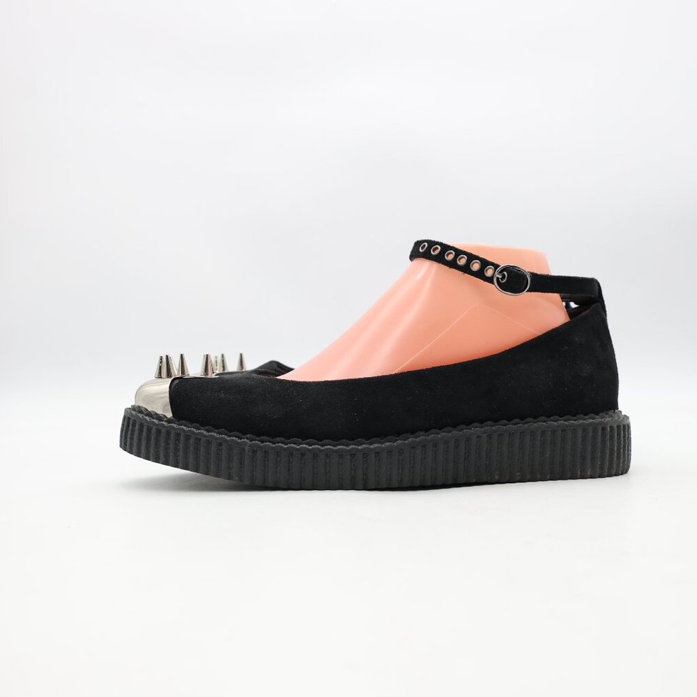 Black Suede Women's Shoes with Silver Accents - Picture 3 of 9